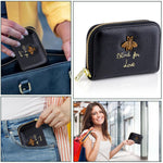 PALAY® Women Cards Bag RFID Credit Card Zipper Pouch with 12 Card Slots & 2 Utility Compartment Fashion Little Bee Charm PU Leather Zipper Pouch Card Bag Coin Bag Gift for Women, Black, 10.5x8cm