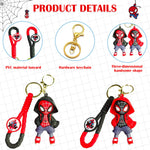 PALAY® 2 Pcs Cartoon Keychain Keyring Fashion Couple KeychainsMiles Spider Man Silicone Keychain Metal Keyring Backpack Charm Bag Charm Pendent