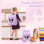 PALAY® Kuromi Backpack for School Girls Sanrio Kwaii School Backpack Multi Layer Book Bag Burden Relief Student Backpack Travel Backpack School Gift