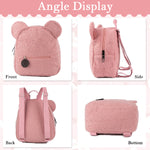 PALAY® Girls Backpack Cute Pink Bear Plush Backpack Kawaii Casual Bag for Girls Travel Backpack Day Pack Birthday Christmas Gift for Girls, 28x27x13cm