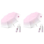 PALAY® Compact Umbrella for Sun Rain Protection Auto Open Close Travel Folding with Flower Charm Strap Black Tape UV 8 Dual Ribs Anti-Slip Rubber Handle Outdoor Commute 2 PCS