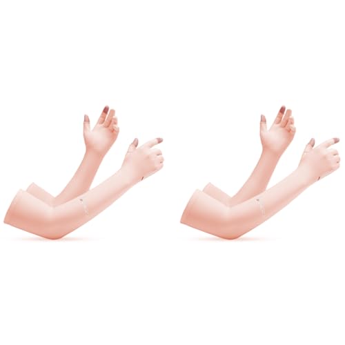 PALAY® Sun Protection Gloves for Women Men Non-Slip Touch Screen Arm Sleeves Breathable Silk Cooling UV Hand Sleeve Full Arm Bike Riding Driving Cycling 2PCS