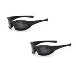 PALAY® UV400 Riding Goggles, Black Cycling & Motorcycle Sunglasses for Men, 3 Interchangeable Lenses, Anti-Fog, Windproof, Scratch-Resistant, Adjustable Strap, 2 Pack with Storage Bag