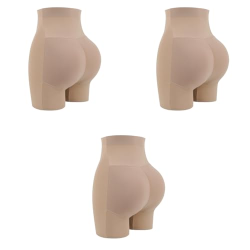 PALAY® Butt Lifter Padded Underwear for Women Hip Pads Enhancer Shapewear Shorts Seamless Tummy Control Panties Shaper Fake Pad M Beige 3PCS