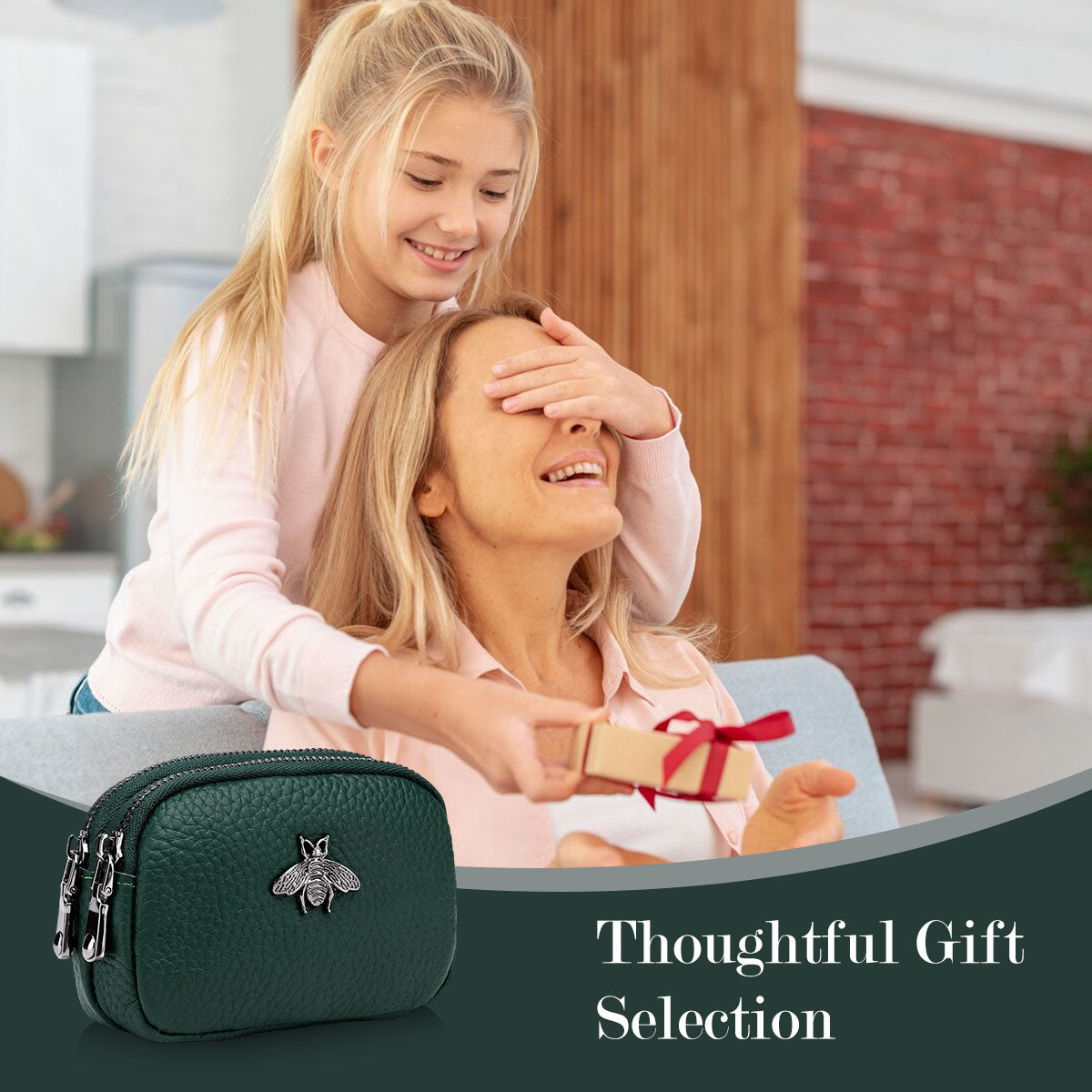 PALAY® Women Coin Bag Utility Double Layer PU Small Bag Zipper Pouch Coin Bag Card Bag Purse Bag Cash Bag Birthday Gift Christmas Gift for Women, 11.5x4x7.5cm