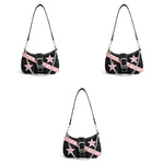 PALAY® Chic Shoulder Bag for Girls Canvas Handbag with Chain Charm Small Hobo Stylish Sweet Y2K Star Patchwork Letter Printed Casual Zipper 23x7x13cm 3PCS