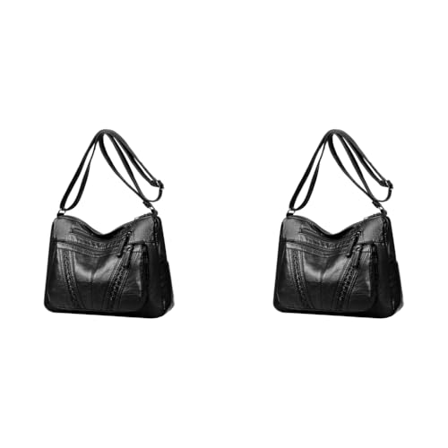 PALAY® Fashion Shoulder Bag for Women PU Leather Multi-Layer Compartment Sling Tote Crossbody Pouch Causal Travel Daily Commuting 2 PCS
