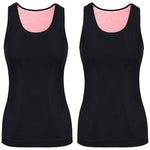PALAY® Women's Thermal Underwear Tops Fleece Cami Underwear Tops Soft Sleeveless Undershirt Warm Base Layer Vest, Black 2 PCS