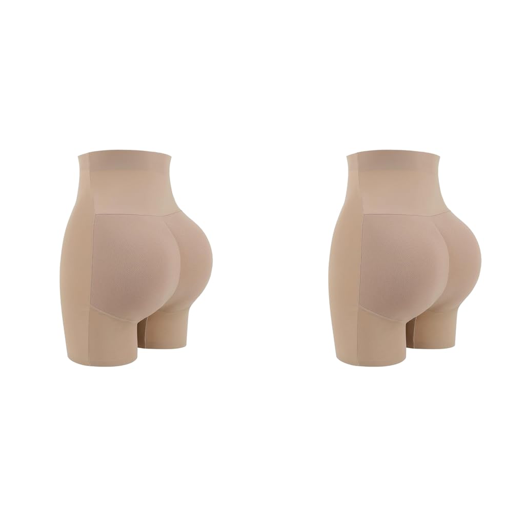 PALAY Butt Lifter Padded Underwear for Women with 3D Hip Pads | Seamless Beige 2PCS