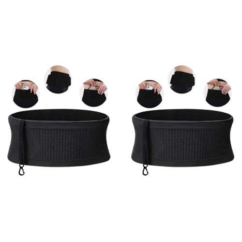 PALAY® Slim Running Belt Bag with Hook Elastic Open Waist for Phone Keys Earbuds Large Capacity Pack Workouts Exercise Cycling Travel 2PCS