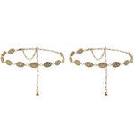 PALAY® Boho Waist Belt for Women Golden Concho Belt Saree Waist Belt Metal Concho Belt Western Fashion Conchos Adjustable Concho Belt, 29.53 inches +19.69 inches 2 PCS