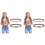 PALAY® 4PCS Girls Belt PU Leather Glittering Pink Stylish Rainbow Waist with Metal Buckle 31inch for 6-12 (Pink & Rainbow)
