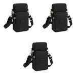 PALAY® Small Crossbody Phone Bag for Women Mini Wallet Bags with Adjustable Shoulder Strap Wallet Clutch Bag for Girls Zipper Phone Pouch Handbag Armband Case, Black 3 PCS