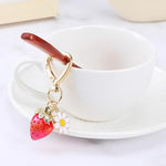 PALAY® 2Pcs Strawberry Bag Charms Keychain with Gift Box Metal Heart Flower Key Chain for Girls Car Accessories Bag Charms for Handbags Purse Unique Birthday Gifts Women,Girls