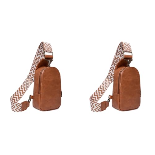 PALAY® Women Cross-Body Chest Bag Phone Pure Color PU Shoulder with Adjustable Strap Sling for Daily Commuting Travel 2 PCS