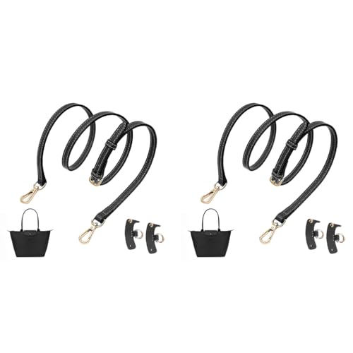PALAY® Bag Leather Strap Replacement Crossbody Shoulder Straps Fashion 47 Inch Adjustable Quick Release Purse Modification DIY Kit Black 2PCS