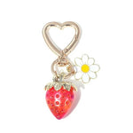 PALAY® 2Pcs Strawberry Bag Charms Keychain with Gift Box Metal Heart Flower Key Chain for Girls Car Accessories Bag Charms for Handbags Purse Unique Birthday Gifts Women,Girls
