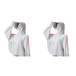 PALAY® Woman Sun Protection Hoodie Jacket Lightweight UPE50 Sun Blocking Coat with Pocket Long Sleeve Shirt Hiking Outdoor Face Mask 2 PCS