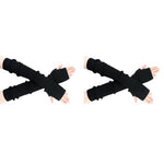 PALAY® Arm Warmers for Women Long Fingerless Gloves Winter Knitted Y2K Sleeves for Teen Girls Fashion Half Finger Hand Wrist Warmer Daily Party Hip Hop Black 2PCS