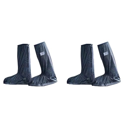 PALAY® Waterproof Shoe Cover Zip-up Calf-length Covers with Elastic Ankle Strap Wear-resistant PVC Anti-skid Sole Long Sleeve for Boots High Shoes Size UK 6 One Pair 2PCS