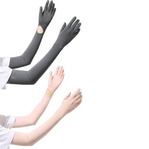 PALAY® 2 Pairs Hand Gloves for Sun Protection with Arm Sleeves for Women,Nylon Ice Silk Sun Protection Gloves Women Cooling UV Hand Cover Arm Sleeves Bike Riding - Anti-slip