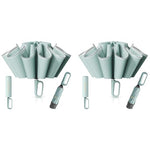 PALAY® 50 Large Umbrella with Reflective Strip Auto 3-Fold Compact Travel Umbrella Carabiner Handle Reinforced 10 Dual Ribs Sun Protection 99 UV Rain Windproof for Men Women Mint Green X 2 PCS