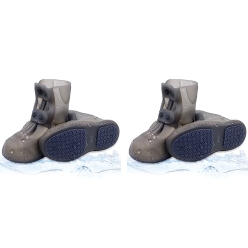 PALAY® Silicone Shoe Covers for Kids Men Women with Double-Breasted Anti-Slip Waterproof TPE Sole Wear-resistant Reusable for Rainy Season Size 10.5-11.5 2 PCS
