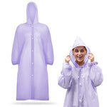 PALAY® 2PCS Rain coat for Men Waterproof Hooded Poncho Raincoat Jacket for Men Women EVA Reusable& Packable Waterproof Outdoor Rainy Day Free Size (Purple)