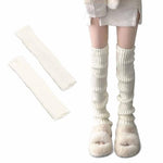 PALAY® Leg Warmers for Women, Knee-high Winter Socks for Women, Leg Warmer y2k 27.5in Long Knit White Cotton Stocking for Girls Teens (All Season Use)
