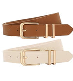PALAY® Belt for Women Jeans, Beige Brown Belt for Women Dresses, Fashion Slim Ladies PU Leather Woman Belts, Pin-and-tuck Closure