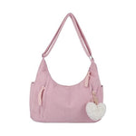 PALAY® Corduroy Hobo Bag for Women Pink Shoulder Bag Adjustable Shoulder Strap Multi Pockets Zipper Shoulder Bag Casual Hobo Bag Sweetly Stylish Charm Soft Tote Bag