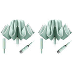 PALAY® Auto 3-Fold Large Umbrella with Reflective Strip 50'' Compact Travel One-Touch Open Close Reinforced 10 Dual Ribs Sun Protection 99 UV Rain Windproof for Men Women Mint Green 2 PCS