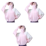 PALAY® Woman Sun Protection Hoodie Jacket Lightweight UPE50+ Sun Blocking Coat with Pocket Long Sleeve Shirt Hiking Outdoor with Face Mask, Pink 3 PCS