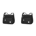 PALAY® Womens Crossbody Bag Nylon Waterproof Multi-Pocket Sling with Adjustable Shoulder Strap Black 25x21x10cm 2 PCS