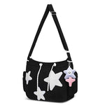 PALAY® Shoulder Bag for Women Canvas Y2k Crossbody Bags Black Star Ladies Sling Bag for Woman