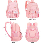 PALAY® School Backpack for Girls Pink Plaid Schoolgirls Backpack Book Bag Multi Compartment Waterpoof School Backpack Lightweight Travel Backpack School Gift Birthday Gift for Girls, 46x30x17cm