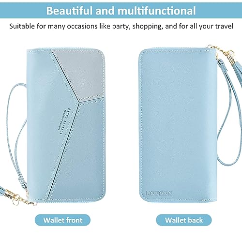 PALAY® Womens Long Wallet Tassel PU Leather Multi Slots Zipper Coin Large Purse 2 PCS