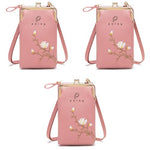 PALAY® Womens Small Cross-Body Phone Bag Stylish PU Leather Mobile Cell Holder Pocket Purse Wallet Sling Mini Shoulder Bags Pink 3 PCS