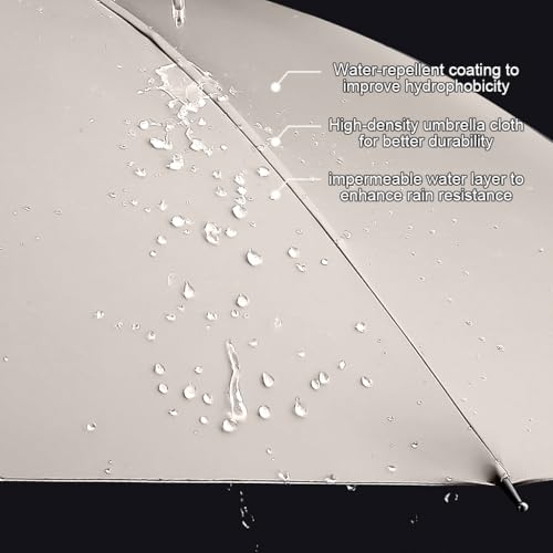 PALAY® Big Umbrella for Men Oxford with Straight Shank Unisex Windproof Rain Sun Protection Large Canopy Reinforced 8 Fiber Ribs Auto One-Touch Open Commute Outdoor Beige 3 PCS