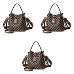 PALAY® Cross Body Bag Purses For Women Pu Leather Bucket With Two Adjustable Shoulder Strap dark brown 3PCS