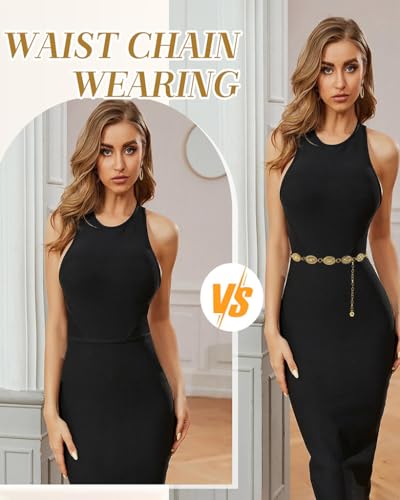 PALAY® Boho Waist Belt for Women Golden Concho Belt Saree Waist Belt Metal Concho Belt Western Fashion Conchos Adjustable Concho Belt, 29.53 inches +19.69 inches 2 PCS