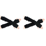 PALAY Arm Warmers for Women featuring 50cm Long Fingerless Knitted Design | Black 2PCS