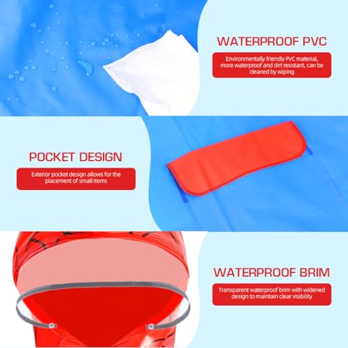 PALAY® Rain Coat for Kids Spider Man Poncho Raincoat for Kids 9-11 Years Boys Girls with Pockets Wide Brim Hooded Poncho Safe School Bag Rain Cover Spider Print Recommended Height 140-150CM(XXL Size)