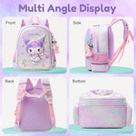 PALAY® Kuromi Backpack Kawaii Primary Schoolgirls Backpack School Double-layer Travel Book Bag Waterproof Nylon Book Bag School Gift Birthday Gift for Girls 4-6 Years Old