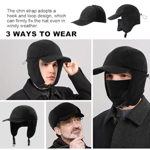 PALAY® Winter Cap for Men Outdoor Riding Cap with Earflap & Removable