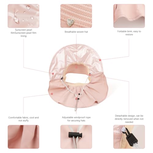 PALAY® Womens Sun Hat for Woman, Wide Brim Beach Hat for Women Stylish UV Protection Sun Visor Hats Ladies Travel, Fishing, Gardening - Neck Flap Design, Packable, Breathable Pink