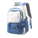 PALAY® Girls Backpack School Backpack with Small Zipper Pouch Fashion Blue Nylon Backpack with Padded Shoulder Straps & Handle Design Multi Compartment Large Backpack for School, Camping, Travel