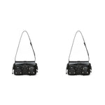 PALAY Shoulder Bag for Women 27x7x16 cm with Braided Sides and Metallic Eyelets | Black PU Hobo