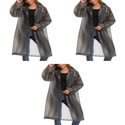 PALAY® 6PCS Rain Coat Men Waterproof Hooded Poncho Jacket Women EVA Reusable Packable Outdoor Rainy Day Free Size Black