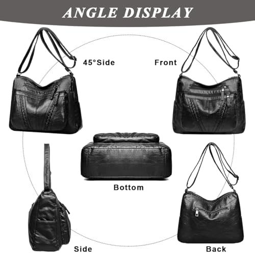 PALAY® Fashion Shoulder Bag for Women PU Leather Multi-Layer Compartment Sling Tote Crossbody Pouch Causal Travel Daily Commuting 2 PCS